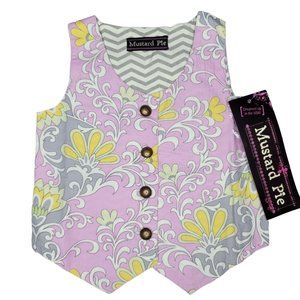 mustard Pie NWT pink floral fancy vest for wedding easter photoshoots 12 months